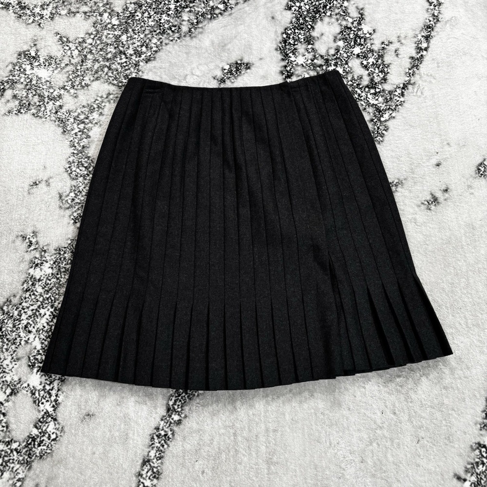 Carlisle Womens Size 12 Grey 100% Wool Pleated A Line Skirt Lined Career Office